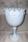 Vintage Indiana White Milk Glass 7x4" Candle Holder Bow Tie Tear Drop Pedestal