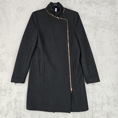 Vintage Alexander McQueen Wool Duffle Coat Womens Size 40 Black Asymmetric Zip