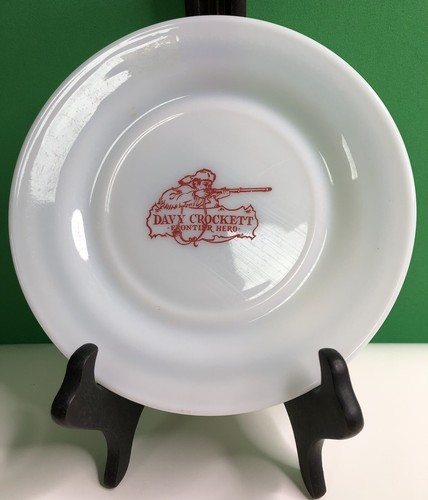 Vintage Hazel Atlas Davy Crockett Frontier Hero Milk Glass Plate 7" Walt Disney - Picture 6 of 7