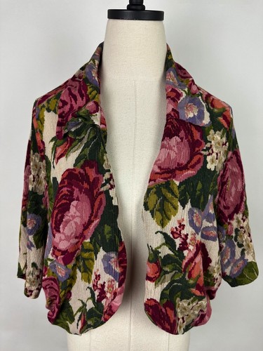 Chaqueta Bolero KAREN KANE L De Colección Años 90 Estampado Floral De Gran Tamaño Delantero Abierto DEFECTOS - Imagen 2 de 13