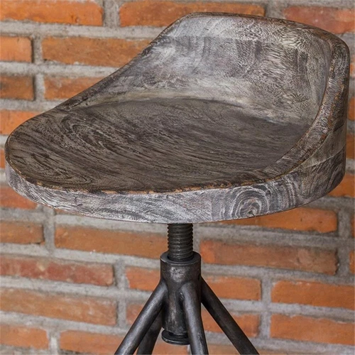 Uttermost Kairu Contemporary Mixwood and Iron Bar Stool in Gray - Picture 3 of 6