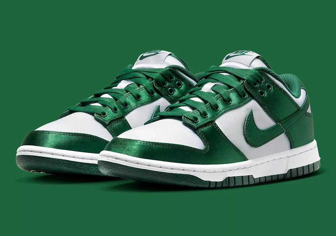 Nike Dunk Low Michigan State Satin White Green DX5931-100 Women&