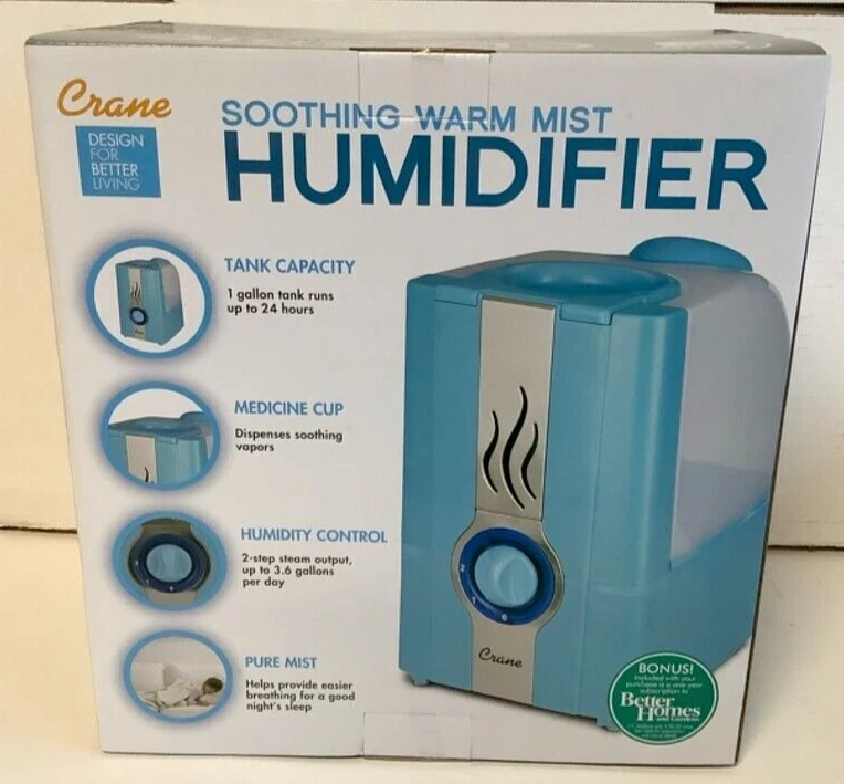 NEW Crane EE-5201A Portable Soothing Warm Mist Humidifier Aqua clean control - Image 2 of 3