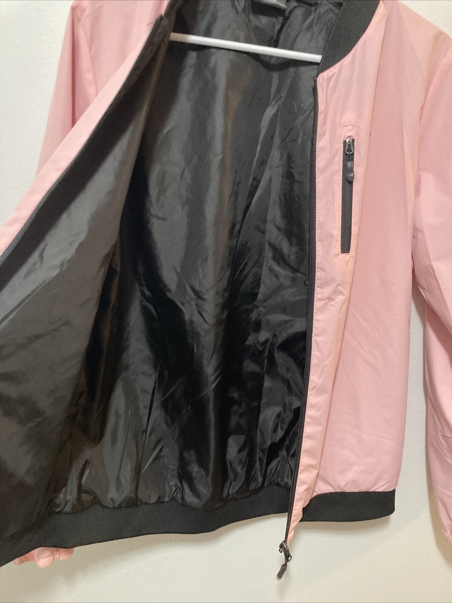 New Balance Pink Windbreaker Jacket Black Trim Women's Size L