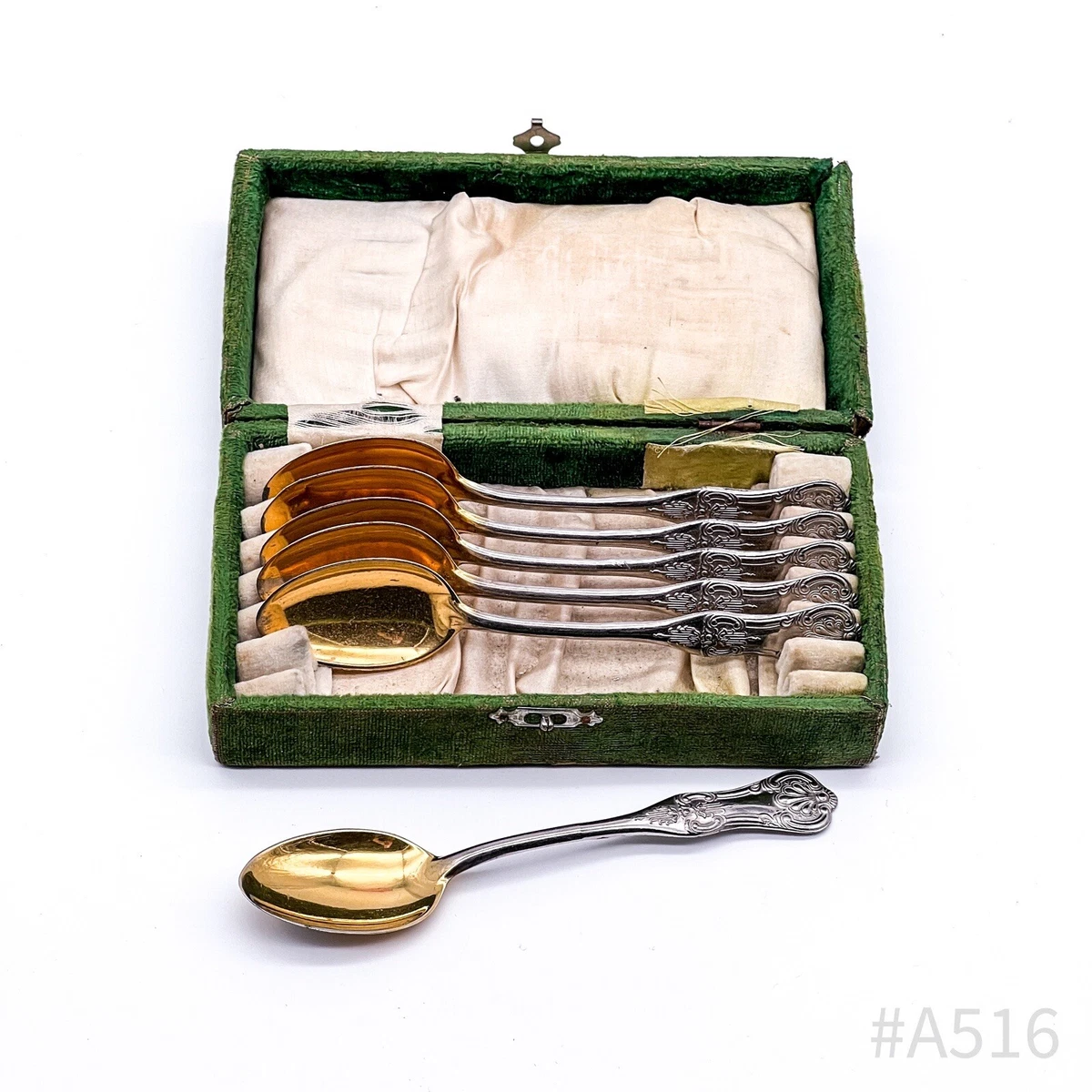 Lot De 6 Cuillères À Moka Dorées À L'or Fin