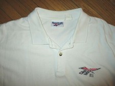 vtg 90s REEBOK USA POLO SHIRT Stars Stripes American Flag Embroidered Logo
