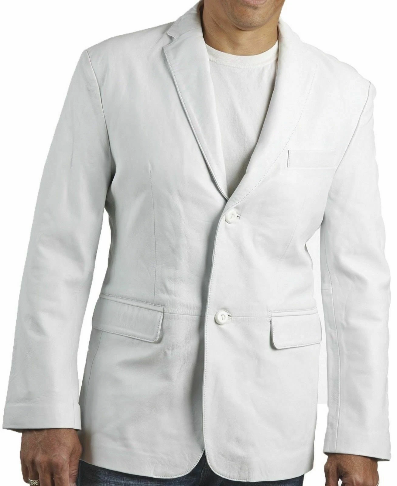 Noora New Men Genuine Lambskin Leather Blazer Jacket TWO BUTTON Leather Coat P5@