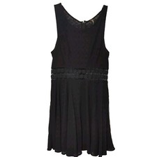 Free People Black Daisy Crochet Mini Dress Lace-529