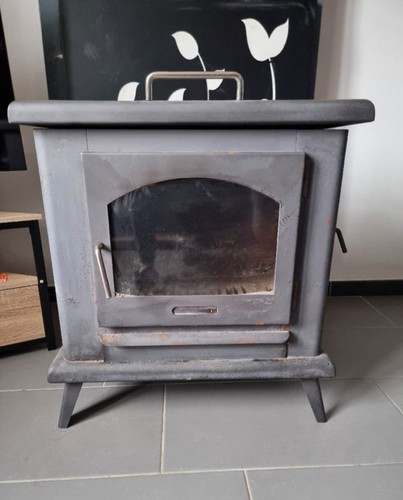 Poêle à Bois En Fonte Naturelle - Gris - Compact Et économe - Classe A+++