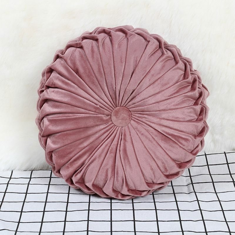 Velvet Pleated Round Pumpkin Pillow Couch Cushion Pillow Home Sofa Bed Decor