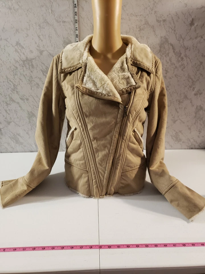 Chaqueta para mujer Big Chill imitación cuero Sherpa estilo motociclista gruesa y cálida Foto 2 de 4