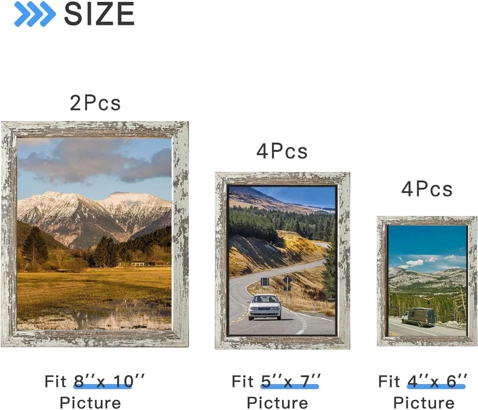 10-Pack Picture Frames - Collage Wall Decor Gallery Wall Frame Set Multi Sizes - Image 2 of 4