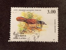 SRI LANKA 1993 BIRDS 3.00 ASHY-HEADED LAUGHING THRUSH - FINE USED 3R