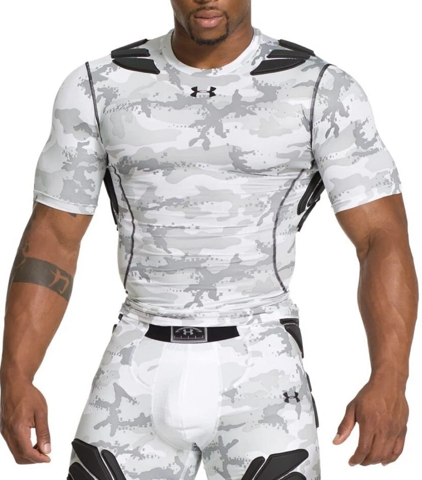 Under Armour Gameday Camo Baselayer Padded Compression Shirt Mens Sz L  white