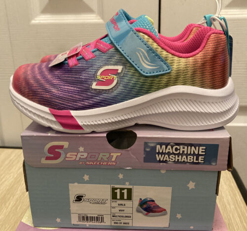 S Sport by Skechers MÄDCHEN VIVY mehrfarbige Klett-Sneaker Größe 11 neu im Karton.