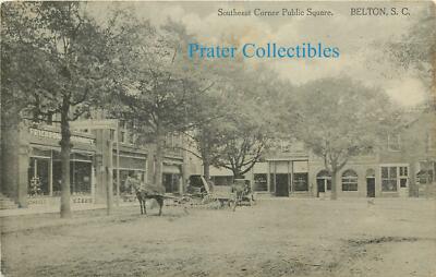 South Carolina, SC, Belton, Southeast Corner Public Square 1914 Postcard