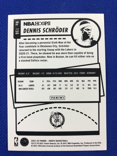 2021-22 #156 Dennis Schroder Panini Hoops Basketball Green Cracked Ice - Bild 2 von 2