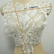 Embroidery Lace Applique Patches Trim Motif Floral Sew on Bridal Dress Ivory