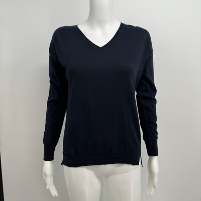 Closed Women's Pullover Sweater Size S Midnight Blue V Neck Wool/Silk Blend