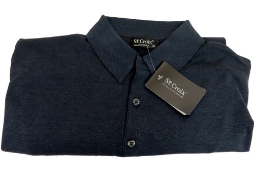 St Croix Mens Polo Sweater Shirt XL X-Large Golf LS Long Sleeve Onyx Marble NWT - Picture 3 of 9