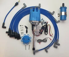 FORD FLATHEAD 239 255 49-53 BLUE Small Cap HEI Distributor +PLUG WIRES +45K COIL