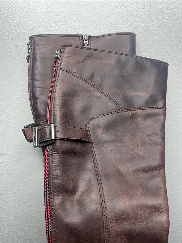 Harley Davidson Women's Lomita Leather Riding Boots Size 8 Full Zip