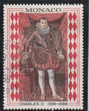 L5676 MONACO TIMBRE Y&T N° 770 de 1968 " Charles II de 1581 a 1589 " Oblitéré