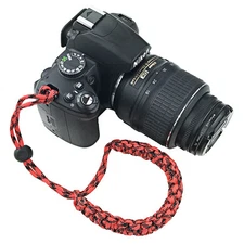 Braided 550 Paracord Adjustable Camera Wrist Strap Bracelet f/ DSLR SLR (Red/BK)
