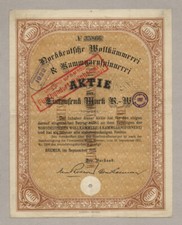 Norddeutsche Przędzalnia grzebieniowa BREMA – akcje ponad 1000 marek – wrzesień 1921