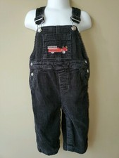 Gymboree 12-18 Fire Squad Overalls Fire Truck Black Corduroy Vintage Gymbo