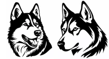 2 Pack Husky Dog Black Vinyl Graphic Decals Car Window Laptop Notebook Tablet