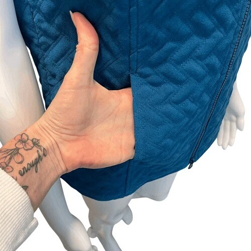 Nomadic Traders Quilted Vest Small Peacock Blue Zip Front Lightweight Outdoor - Image 3 of 4