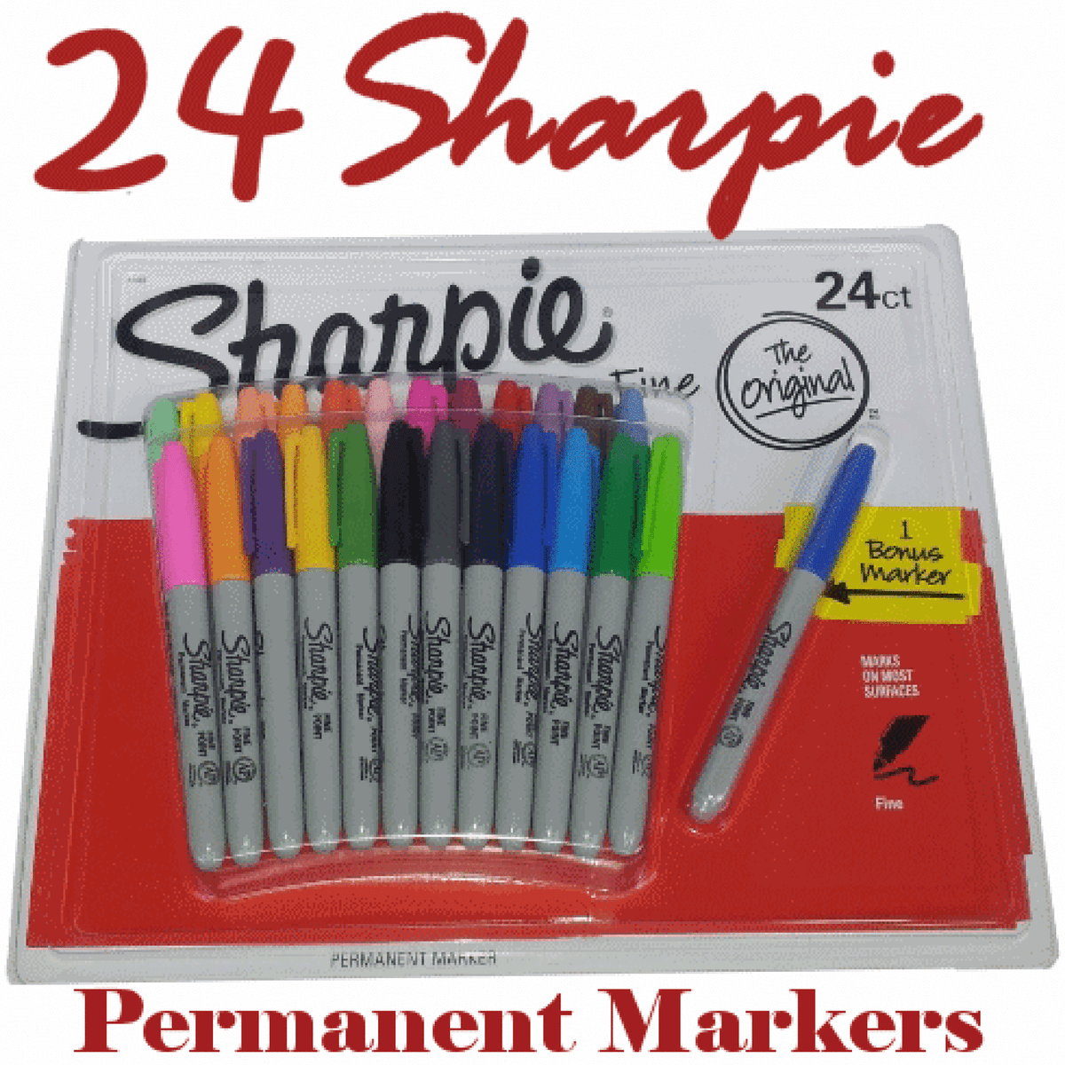 24 1 Sharpie Coloured Fine Point Waterproof Permanent Marker Pens Colour