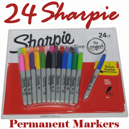 24 + 1 Sharpie Coloured Fine Point Waterproof Permanent Marker Pens