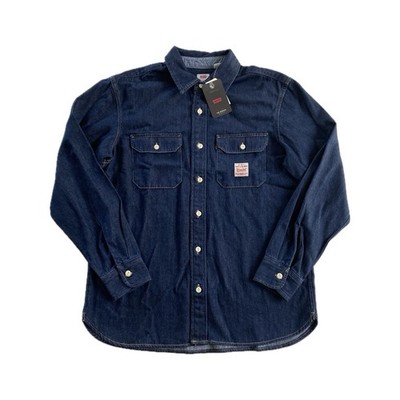 Neu mit Etikett Levi s Worker Relaxed Denim Westernhemd mit Knopfleiste | Größe M | 100 % Baumwolle