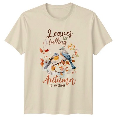Blätter fallen Herbst ruft T-Shirt Vogelbeobachtung saisonal