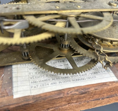 WATERBURY 8 DAY WEIGHT DRIVEN OGEE CLOCK MOVEMENT. PAT MAY 9 1882. - Picture 4 of 7