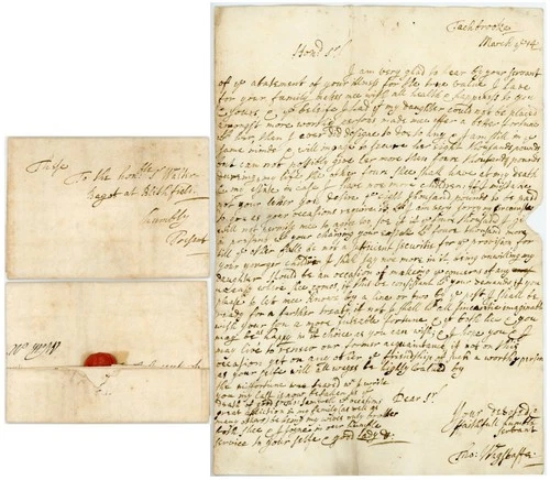 1694 LETTER THOS WAGSTAFFE to WALTER BAGOT AT BLITHFIELD