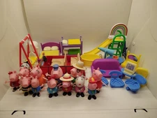 Peppa Pig HUGE Lot Playground Toys & 13 Figures Plus Furniture Some RARE