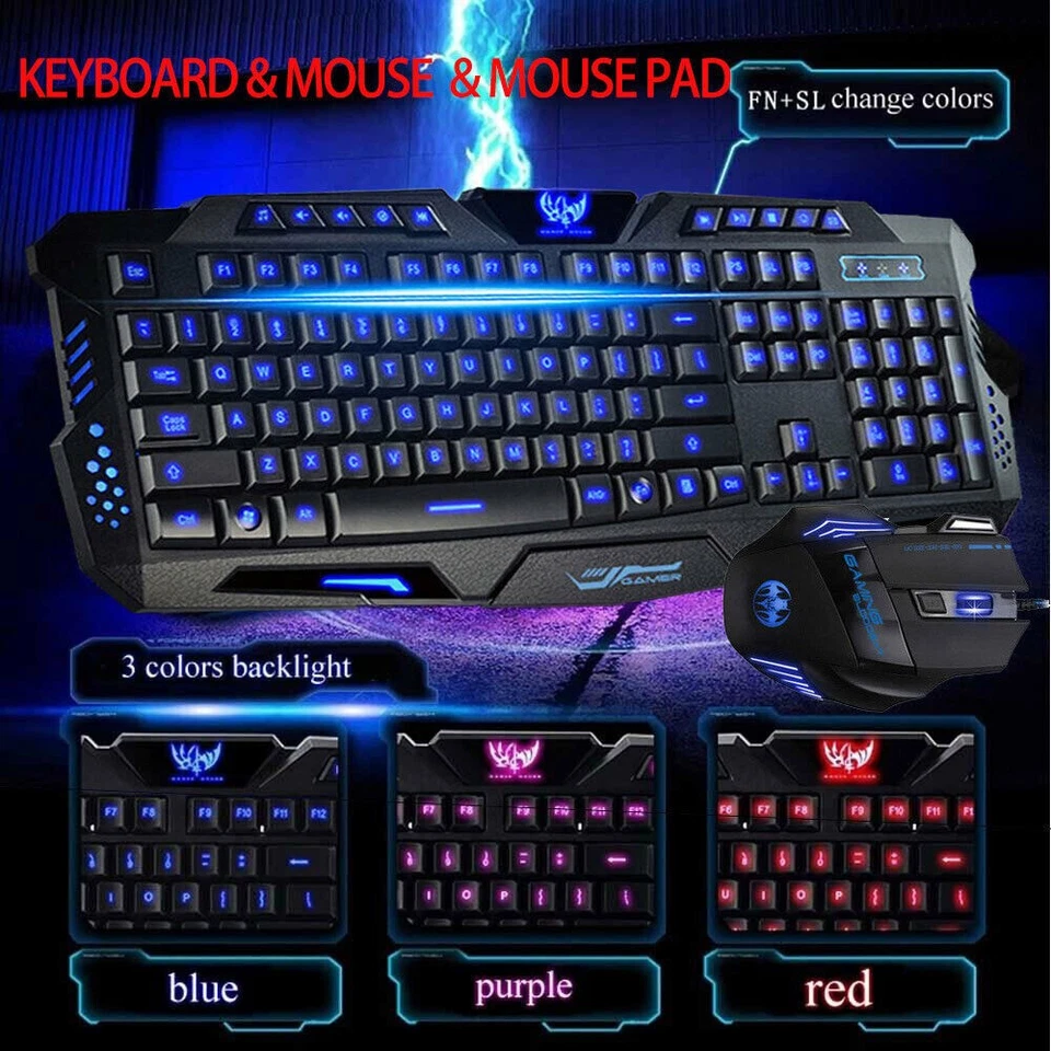 Gaming Keyboard And Mouse LED Light Backlit Mechanical Feel For Computer Desktop - Image 2 of 4