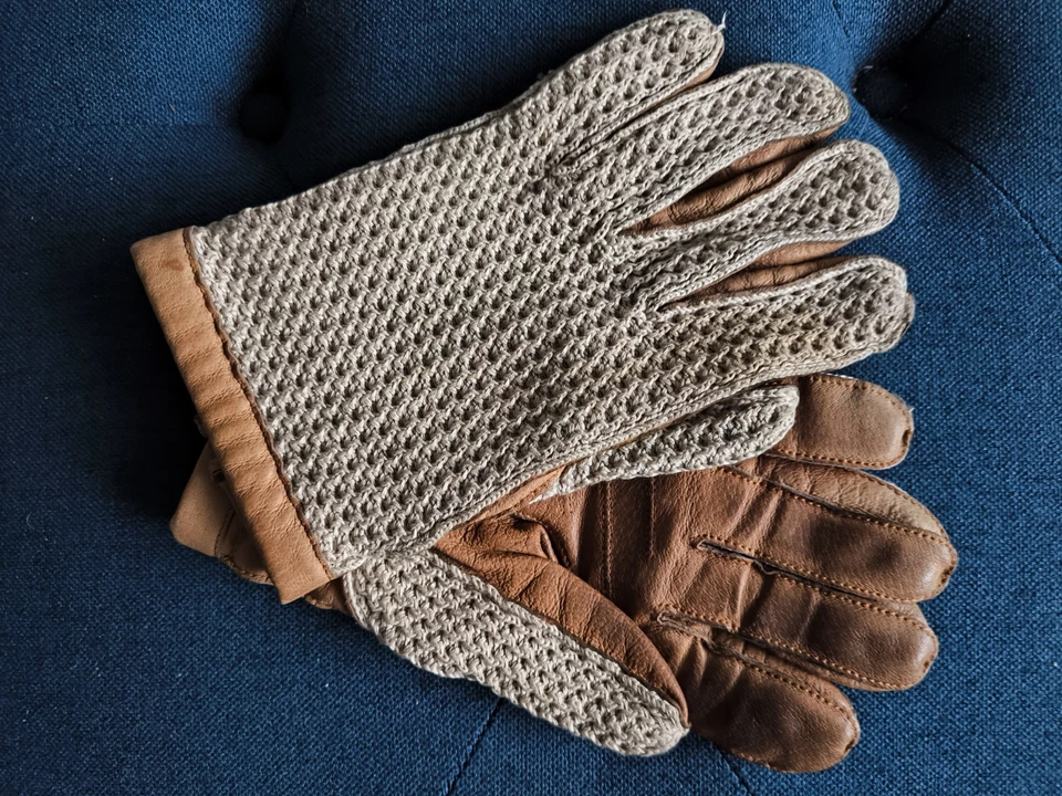 Vintage Leather String Back Driving Gloves. Size M. - Image 4 of 4