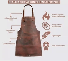 Full Grain Leather Apron Butcher Apron BBQ & Grill Apron Woodwork Apron Gift