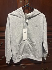 NEW Alo Unisex Grey Full Zip Hoodie Jacket Size Medium Large