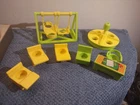 VTG Fisher Price Little People School Swing -Merry Go Round -Desk- Chairs