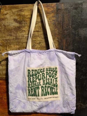 Hyer Goods x For Days x Defiant Optimist Purple Tie Dye Tote Bag w/ Drawstring