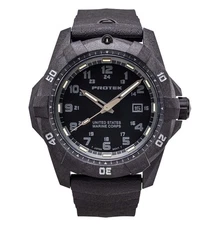 ProTek Carbon USMC Dive Watch, Carbon Case/Black Dial/Black Strap, One : PT1011