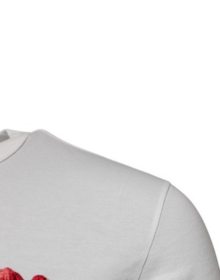 Dolce & Gabbana White Cotton Logo Floral Crew Neck Men's T