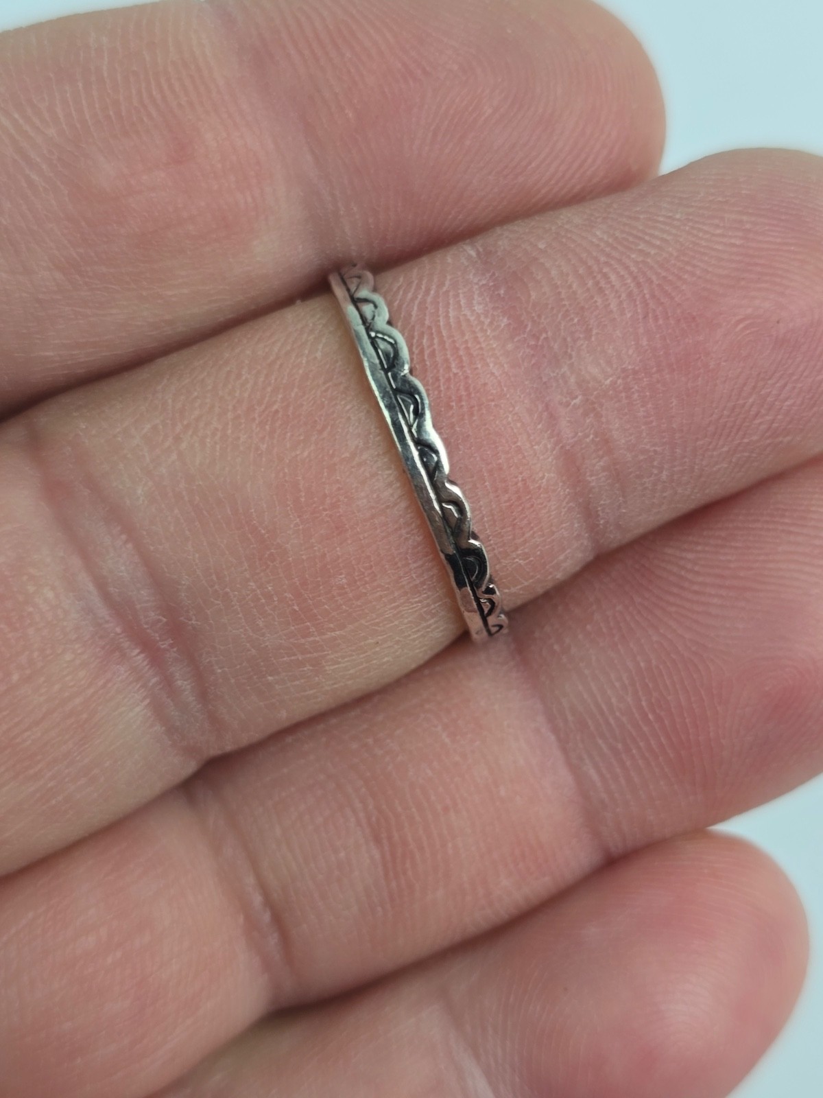 Silpada Sterling Silver Belle Fleur Blue Crystal Stack Ring Size 10 etched band