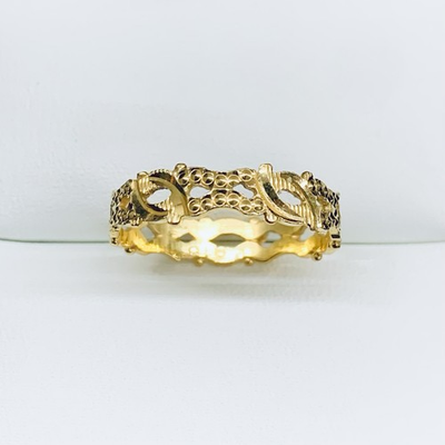 #ad 916 22k Yellow Gold Diamond Cut Eternity Engagement Wedding Ring Band Size 7.5 $574.99