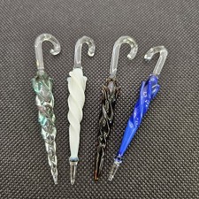 Vintage Glass Umbrella Shaped Cocktail Stirrers  Swizzle Sticks  4 Perfect